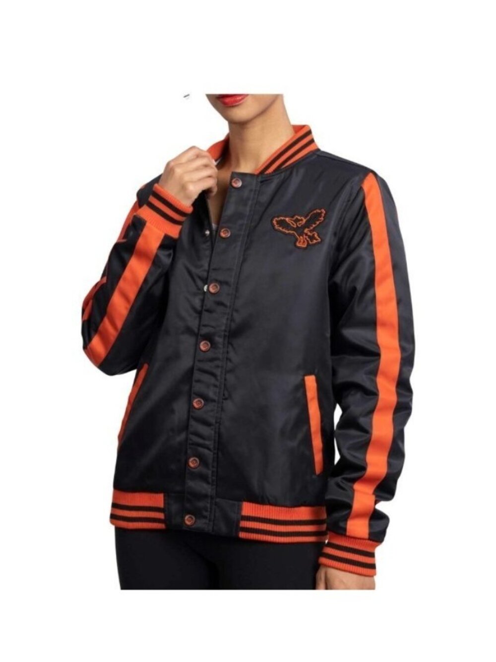 Pokemon Moltres Snap button Insulated Adult Bomber Jacket - XS -Black /Orange